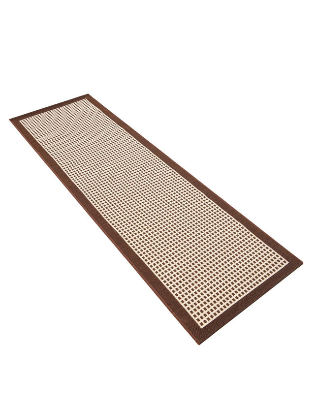 Brown 2' x 6' 1 Outdoor Border Runner Area Rug Weather Resistant for Patio, Deck, Terrace, Balcony, Porch 100% Polypropylene Classic Bordered Carpet for Sale at Rug Engine