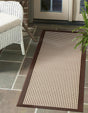 Brown 2' 7 x 12' Outdoor Border Runner Area Rug Weather Resistant for Patio, Deck, Terrace, Balcony, Porch 100% Polypropylene Classic Bordered Carpet for Sale at Rug Engine