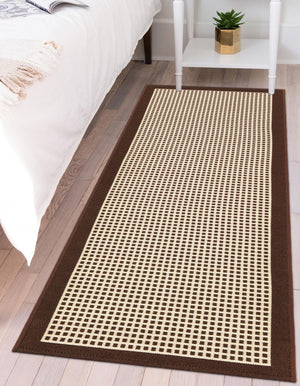 Brown 2' x 5' 1 Outdoor Border Runner Area Rug Weather Resistant for Patio, Deck, Terrace, Balcony, Porch 100% Polypropylene Classic Bordered Carpet for Sale at Rug Engine