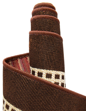 Brown 2' x 5' 1 Outdoor Border Runner Area Rug Weather Resistant for Patio, Deck, Terrace, Balcony, Porch 100% Polypropylene Classic Bordered Carpet for Sale at Rug Engine
