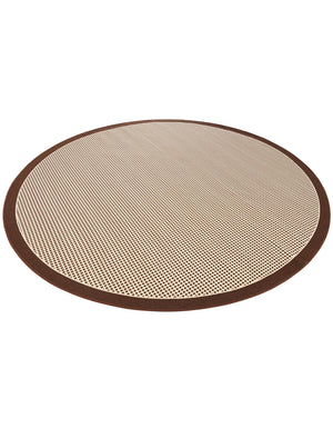 Brown 7' 10 x 7' 10 Outdoor Border Round Area Rug Weather Resistant for Patio, Deck, Terrace, Balcony, Porch 100% Polypropylene Classic Bordered Carpet for Sale at Rug Engine