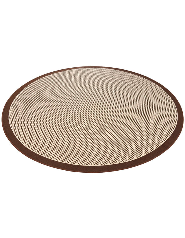 Brown 7' 10 x 7' 10 Outdoor Border Round Area Rug Weather Resistant for Patio, Deck, Terrace, Balcony, Porch 100% Polypropylene Classic Bordered Carpet for Sale at Rug Engine