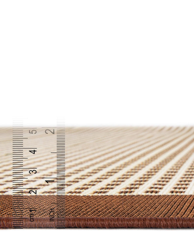 Brown 4' 1 x 4' 1 Outdoor Border Round Area Rug Weather Resistant for Patio, Deck, Terrace, Balcony, Porch 100% Polypropylene Classic Bordered Carpet for Sale at Rug Engine