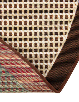 Brown 7' 10 x 7' 10 Outdoor Border Round Area Rug Weather Resistant for Patio, Deck, Terrace, Balcony, Porch 100% Polypropylene Classic Bordered Carpet for Sale at Rug Engine