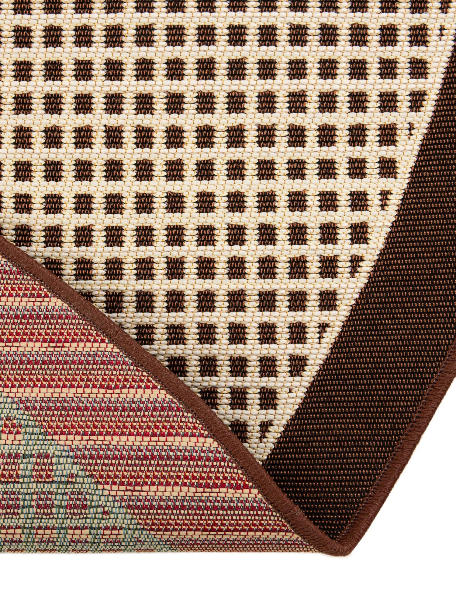 Brown 4' 1 x 4' 1 Outdoor Border Round Area Rug Weather Resistant for Patio, Deck, Terrace, Balcony, Porch 100% Polypropylene Classic Bordered Carpet for Sale at Rug Engine
