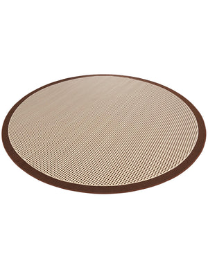 Brown 7' 10 x 7' 10 Outdoor Border Round Area Rug Weather Resistant for Patio, Deck, Terrace, Balcony, Porch 100% Polypropylene Classic Bordered Carpet for Sale at Rug Engine
