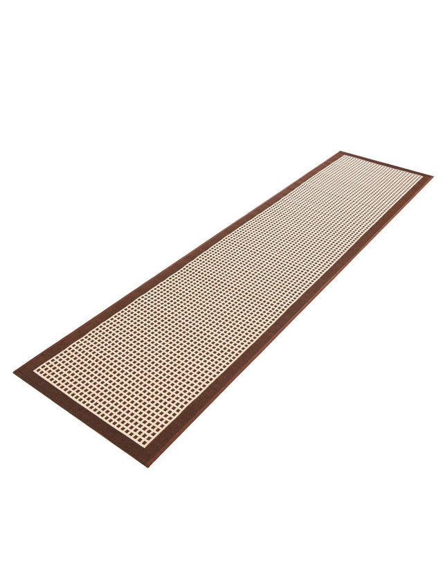 Brown 2' x 8' Outdoor Border Runner Area Rug Weather Resistant for Patio, Deck, Terrace, Balcony, Porch 100% Polypropylene Classic Bordered Carpet for Sale at Rug Engine