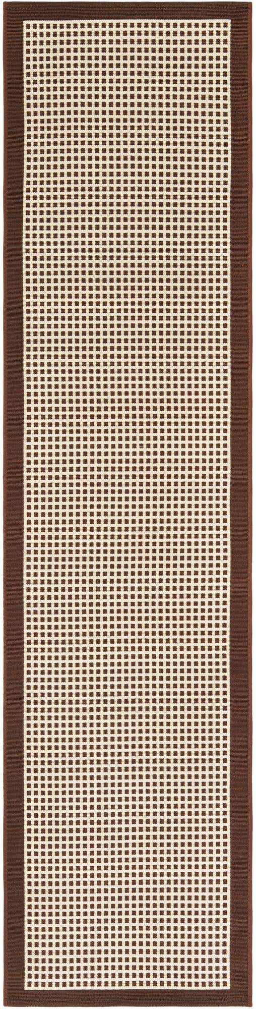 Brown 2' x 8' Outdoor Border Runner Area Rug Weather Resistant for Patio, Deck, Terrace, Balcony, Porch 100% Polypropylene Classic Bordered Carpet for Sale at Rug Engine