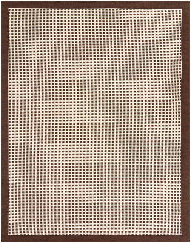 Brown 7' 10 x 10' Outdoor Border Rectangle Area Rug Weather Resistant for Patio, Deck, Terrace, Balcony, Porch 100% Polypropylene Classic Bordered Carpet for Sale at Rug Engine