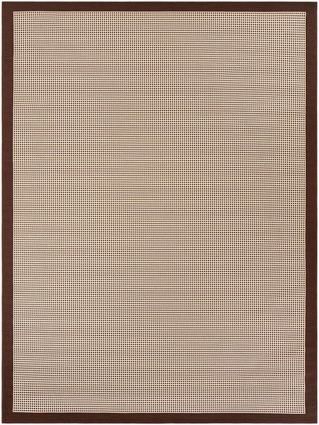 Brown 9' x 12' Outdoor Border Rectangle Area Rug Weather Resistant for Patio, Deck, Terrace, Balcony, Porch 100% Polypropylene Classic Bordered Carpet for Sale at Rug Engine