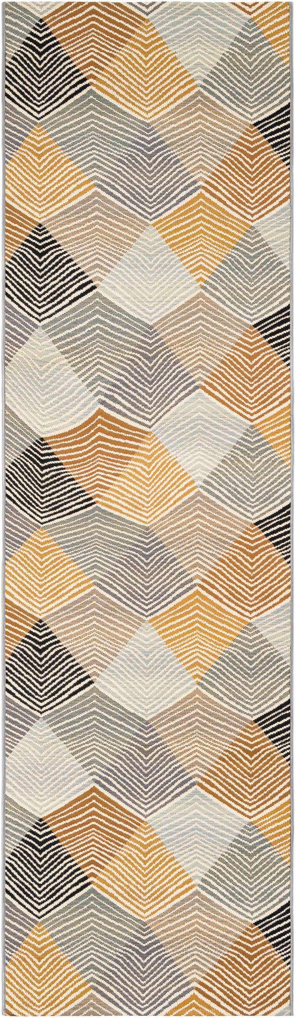 Gray 2' 7 x 10' Outdoor Modern Runner Area Rug Weather Resistant for Patio, Deck, Terrace, Balcony, Porch 100% Polypropylene Modern Outside Carpet for Sale at Rug Engine