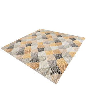Gray 10' x 10' Outdoor Modern Square Area Rug Weather Resistant for Patio, Deck, Terrace, Balcony, Porch 100% Polypropylene Modern Outside Carpet for Sale at Rug Engine