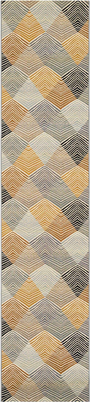 Gray 2' 7 x 12' Outdoor Modern Runner Area Rug Weather Resistant for Patio, Deck, Terrace, Balcony, Porch 100% Polypropylene Modern Outside Carpet for Sale at Rug Engine