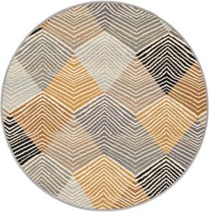 Gray 3' 1 x 3' 1 Outdoor Modern Round Area Rug Weather Resistant for Patio, Deck, Terrace, Balcony, Porch 100% Polypropylene Modern Outside Carpet for Sale at Rug Engine