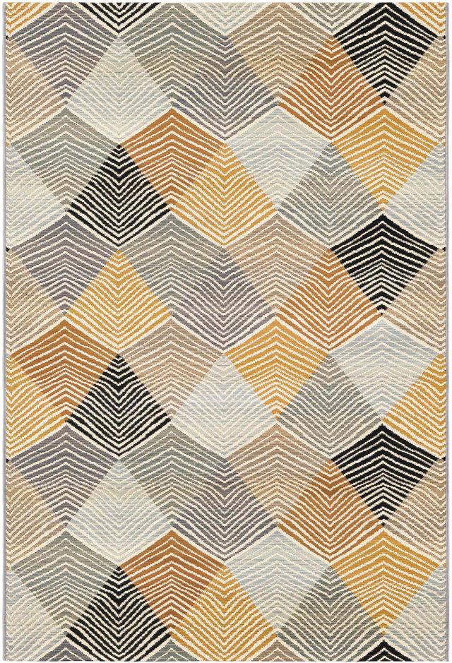 Gray 4' 1 x 6' 1 Outdoor Modern Rectangle Area Rug Weather Resistant for Patio, Deck, Terrace, Balcony, Porch 100% Polypropylene Modern Outside Carpet for Sale at Rug Engine