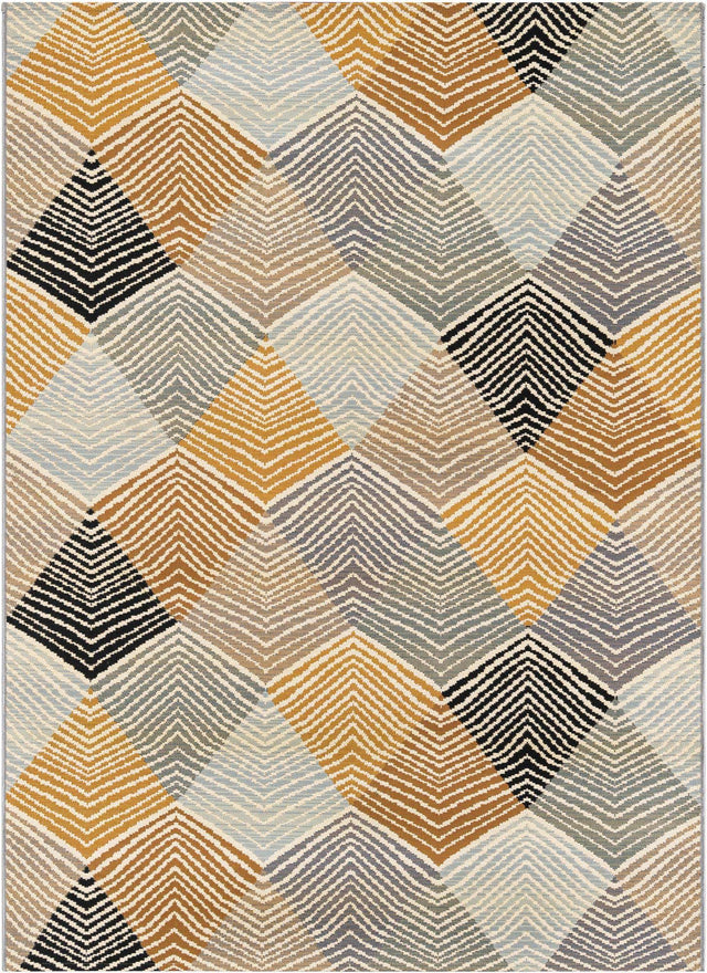 Gray 5' 1 x 7' 1 Outdoor Modern Rectangle Area Rug Weather Resistant for Patio, Deck, Terrace, Balcony, Porch 100% Polypropylene Modern Outside Carpet for Sale at Rug Engine