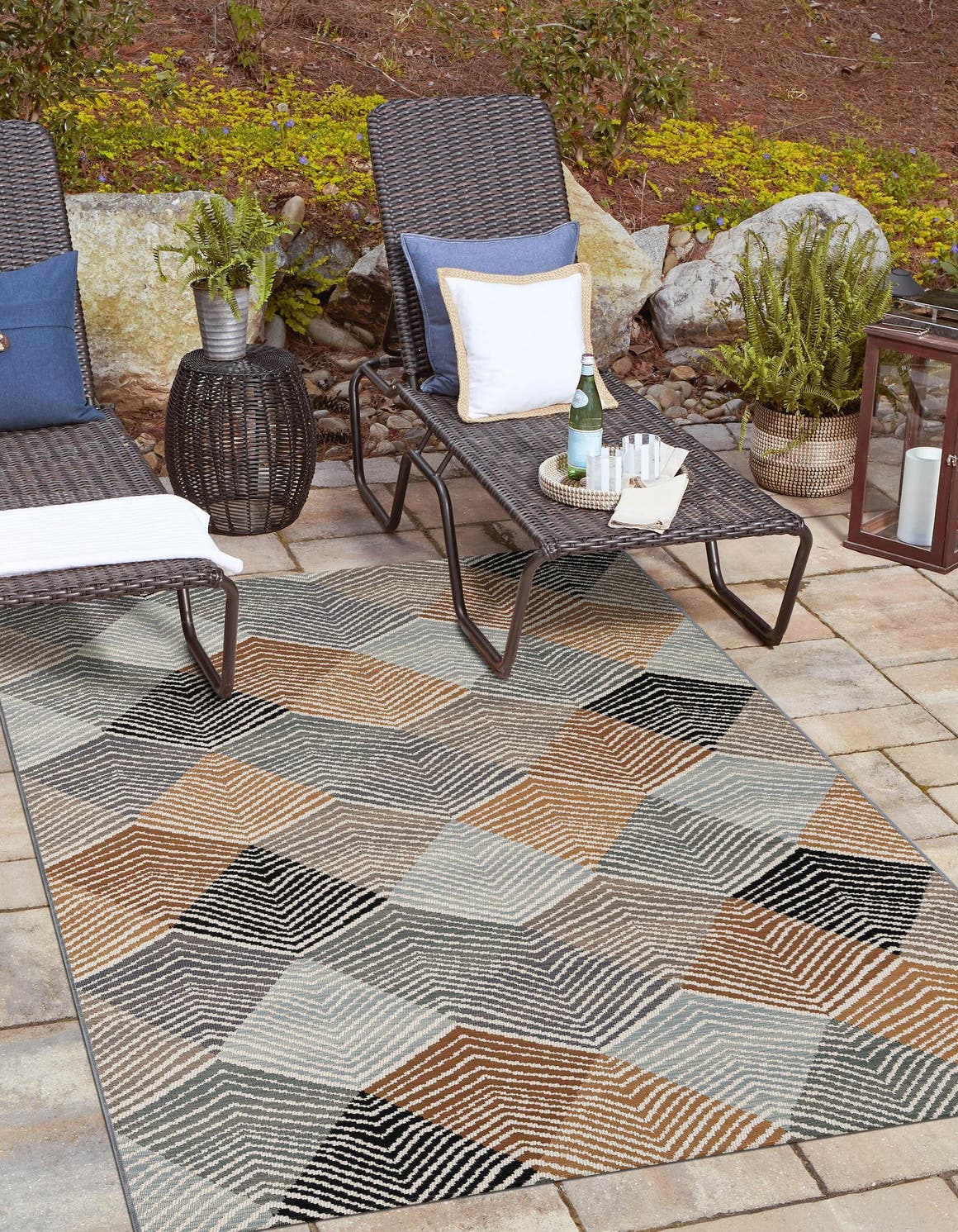 Gray 9' x 12' Outdoor Modern Rectangle Area Rug Weather Resistant for Patio, Deck, Terrace, Balcony, Porch 100% Polypropylene Modern Outside Carpet for Sale at Rug Engine