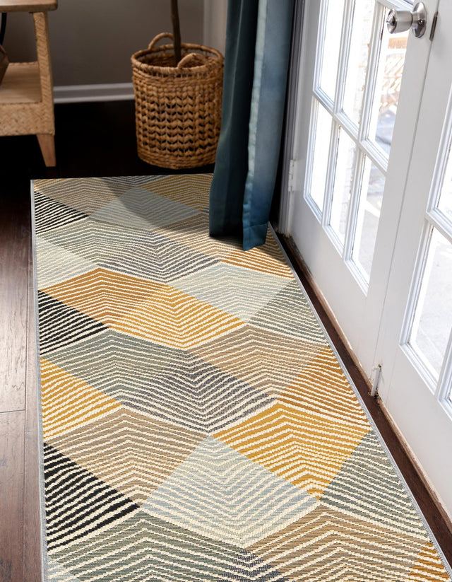 Gray 2' x 5' 1 Outdoor Modern Runner Area Rug Weather Resistant for Patio, Deck, Terrace, Balcony, Porch 100% Polypropylene Modern Outside Carpet for Sale at Rug Engine