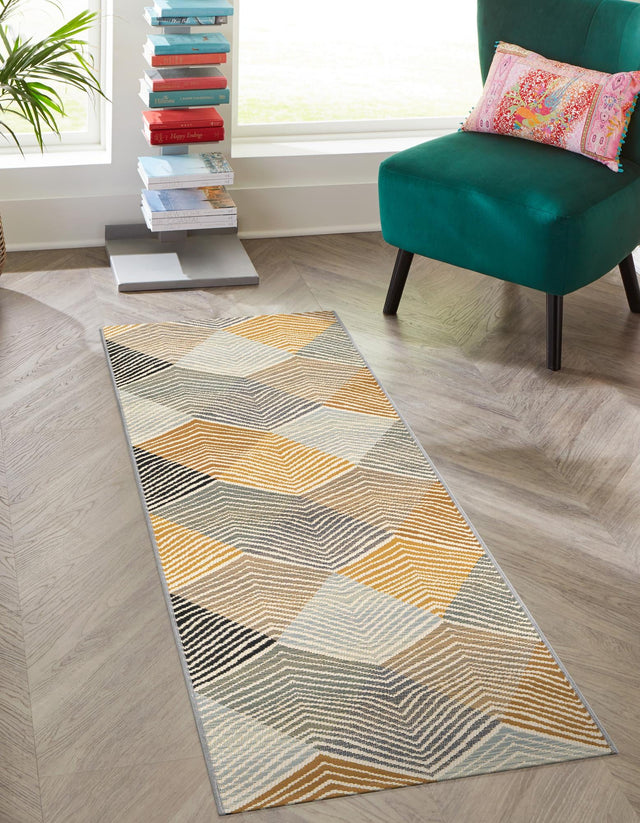 Gray 2' x 5' 1 Outdoor Modern Runner Area Rug Weather Resistant for Patio, Deck, Terrace, Balcony, Porch 100% Polypropylene Modern Outside Carpet for Sale at Rug Engine