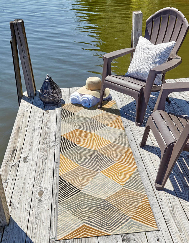 Gray 2' x 8' Outdoor Modern Runner Area Rug Weather Resistant for Patio, Deck, Terrace, Balcony, Porch 100% Polypropylene Modern Outside Carpet for Sale at Rug Engine