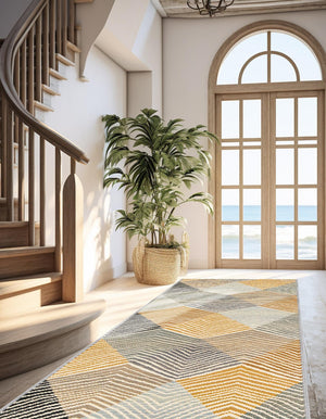 Gray 2' 7 x 12' Outdoor Modern Runner Area Rug Weather Resistant for Patio, Deck, Terrace, Balcony, Porch 100% Polypropylene Modern Outside Carpet for Sale at Rug Engine