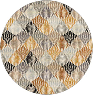Gray 7' 10 x 7' 10 Outdoor Modern Round Area Rug Weather Resistant for Patio, Deck, Terrace, Balcony, Porch 100% Polypropylene Modern Outside Carpet for Sale at Rug Engine