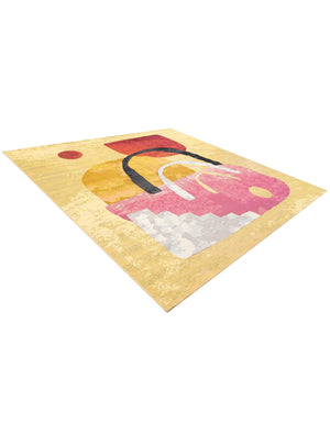 Multicolor 10' x 10' Outdoor Modern Square Area Rug Weather Resistant for Patio, Deck, Terrace, Balcony, Porch 100% Polypropylene Modern Outside Carpet for Sale at Rug Engine