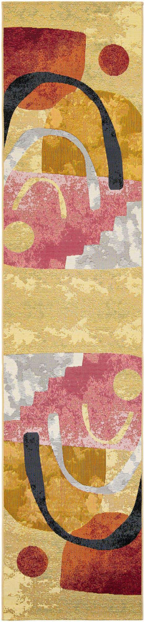 Multicolor 2' 7 x 12' Outdoor Modern Runner Area Rug Weather Resistant for Patio, Deck, Terrace, Balcony, Porch 100% Polypropylene Modern Outside Carpet for Sale at Rug Engine