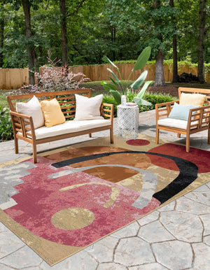Multicolor 5' 1 x 8' Outdoor Modern Rectangle Area Rug Weather Resistant for Patio, Deck, Terrace, Balcony, Porch 100% Polypropylene Modern Outside Carpet for Sale at Rug Engine