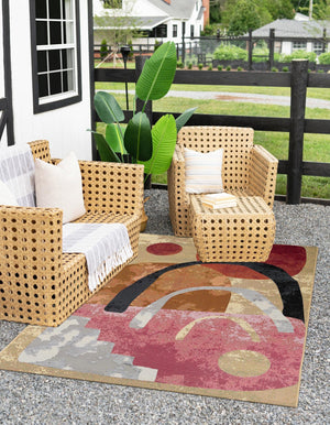 Multicolor 7' 10 x 10' Outdoor Modern Rectangle Area Rug Weather Resistant for Patio, Deck, Terrace, Balcony, Porch 100% Polypropylene Modern Outside Carpet for Sale at Rug Engine