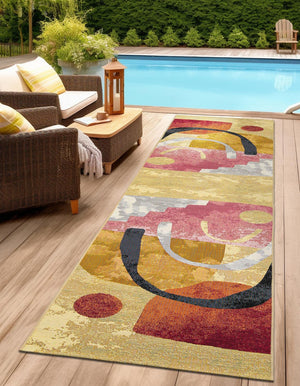 Multicolor 2' x 8' Outdoor Modern Runner Area Rug Weather Resistant for Patio, Deck, Terrace, Balcony, Porch 100% Polypropylene Modern Outside Carpet for Sale at Rug Engine