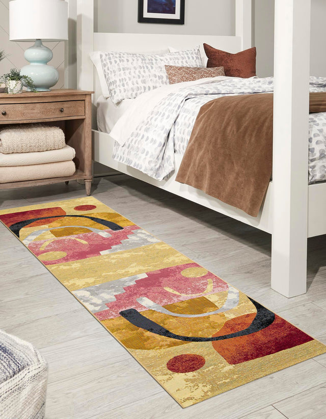 Multicolor 2' 7 x 12' Outdoor Modern Runner Area Rug Weather Resistant for Patio, Deck, Terrace, Balcony, Porch 100% Polypropylene Modern Outside Carpet for Sale at Rug Engine