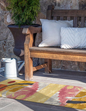 Multicolor 2' 7 x 12' Outdoor Modern Runner Area Rug Weather Resistant for Patio, Deck, Terrace, Balcony, Porch 100% Polypropylene Modern Outside Carpet for Sale at Rug Engine