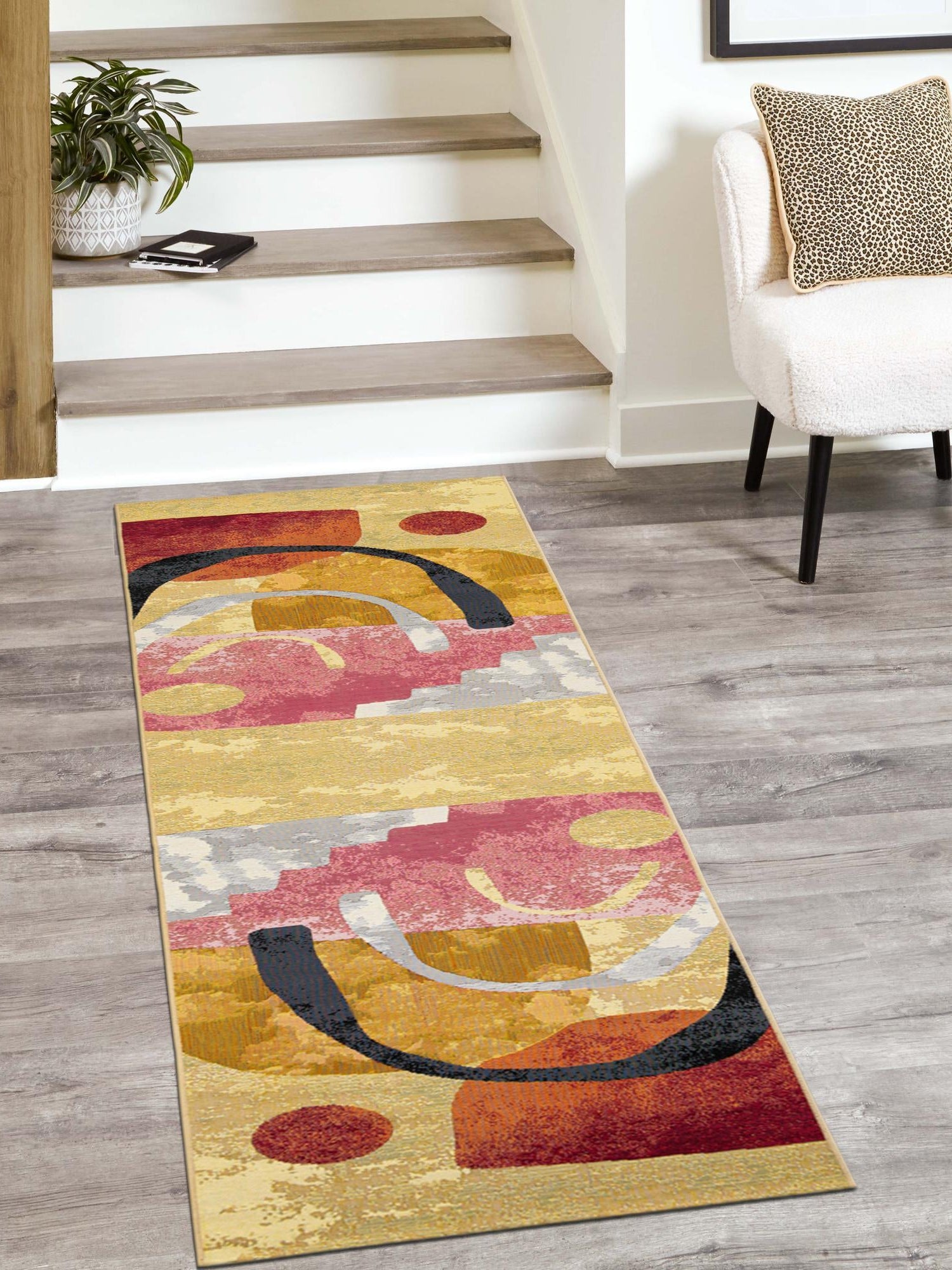 Multicolor 2' x 5' 1 Outdoor Modern Runner Area Rug Weather Resistant for Patio, Deck, Terrace, Balcony, Porch 100% Polypropylene Modern Outside Carpet for Sale at Rug Engine