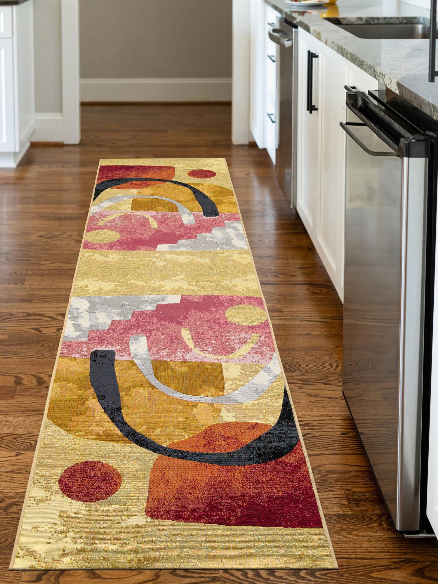 Multicolor 2' 7 x 10' Outdoor Modern Runner Area Rug Weather Resistant for Patio, Deck, Terrace, Balcony, Porch 100% Polypropylene Modern Outside Carpet for Sale at Rug Engine