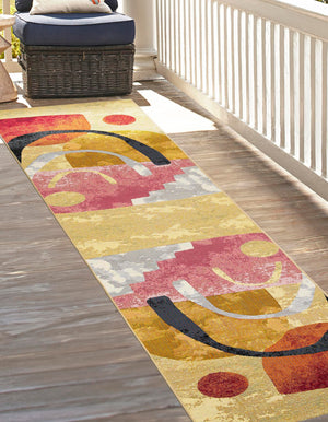 Multicolor 2' 7 x 12' Outdoor Modern Runner Area Rug Weather Resistant for Patio, Deck, Terrace, Balcony, Porch 100% Polypropylene Modern Outside Carpet for Sale at Rug Engine