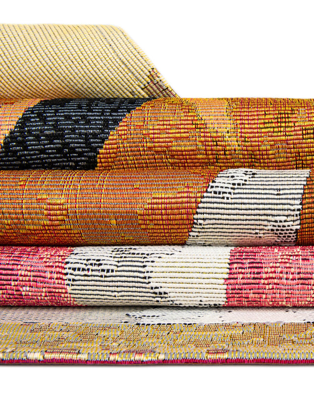 Multicolor 2' 7 x 10' Outdoor Modern Runner Area Rug Weather Resistant for Patio, Deck, Terrace, Balcony, Porch 100% Polypropylene Modern Outside Carpet for Sale at Rug Engine