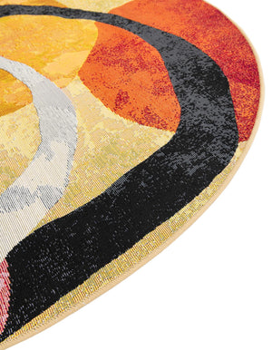Multicolor 7' 10 x 7' 10 Outdoor Modern Round Area Rug Weather Resistant for Patio, Deck, Terrace, Balcony, Porch 100% Polypropylene Modern Outside Carpet for Sale at Rug Engine