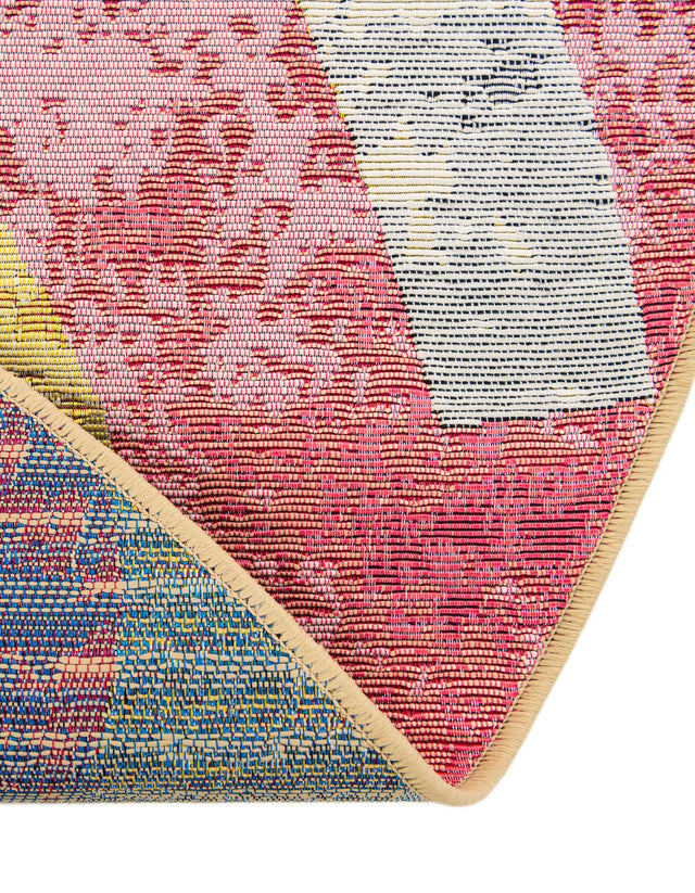 Multicolor 7' 10 x 7' 10 Outdoor Modern Round Area Rug Weather Resistant for Patio, Deck, Terrace, Balcony, Porch 100% Polypropylene Modern Outside Carpet for Sale at Rug Engine