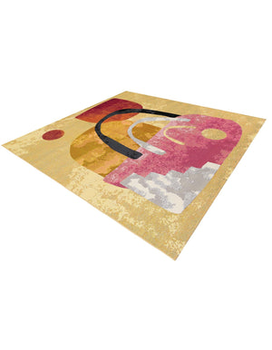 Multicolor 7' 10 x 7' 10 Outdoor Modern Square Area Rug Weather Resistant for Patio, Deck, Terrace, Balcony, Porch 100% Polypropylene Modern Outside Carpet for Sale at Rug Engine