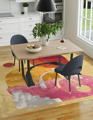 Multicolor 7' 10 x 7' 10 Outdoor Modern Square Area Rug Weather Resistant for Patio, Deck, Terrace, Balcony, Porch 100% Polypropylene Modern Outside Carpet for Sale at Rug Engine