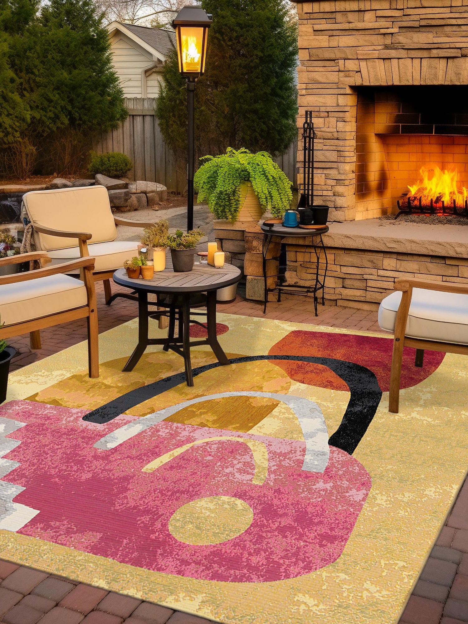 Multicolor 10' x 10' Outdoor Modern Square Area Rug Weather Resistant for Patio, Deck, Terrace, Balcony, Porch 100% Polypropylene Modern Outside Carpet for Sale at Rug Engine