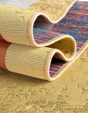 Multicolor 7' 10 x 7' 10 Outdoor Modern Square Area Rug Weather Resistant for Patio, Deck, Terrace, Balcony, Porch 100% Polypropylene Modern Outside Carpet for Sale at Rug Engine