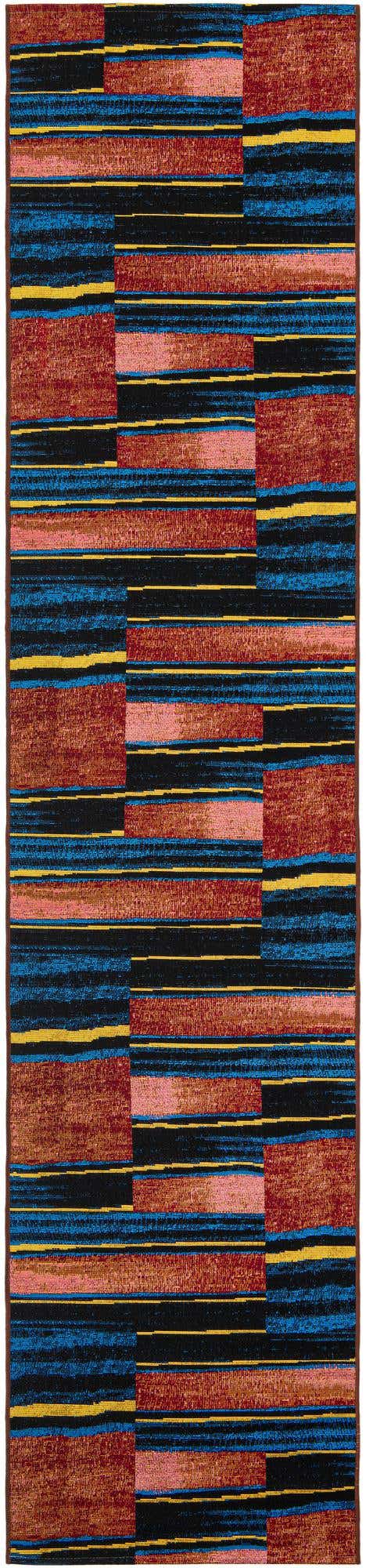 Multicolor 2' 7 x 12' Outdoor Modern Runner Area Rug Weather Resistant for Patio, Deck, Terrace, Balcony, Porch 100% Polypropylene Modern Outside Carpet for Sale at Rug Engine