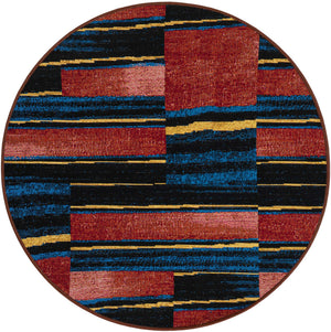 Multicolor 3' 1 x 3' 1 Outdoor Modern Round Area Rug Weather Resistant for Patio, Deck, Terrace, Balcony, Porch 100% Polypropylene Modern Outside Carpet for Sale at Rug Engine