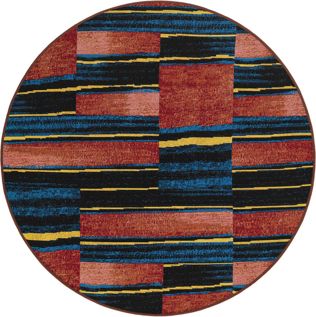 Multicolor 4' 1 x 4' 1 Outdoor Modern Round Area Rug Weather Resistant for Patio, Deck, Terrace, Balcony, Porch 100% Polypropylene Modern Outside Carpet for Sale at Rug Engine