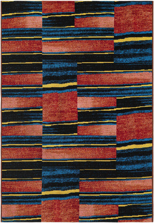 Multicolor 4' 1 x 6' 1 Outdoor Modern Rectangle Area Rug Weather Resistant for Patio, Deck, Terrace, Balcony, Porch 100% Polypropylene Modern Outside Carpet for Sale at Rug Engine