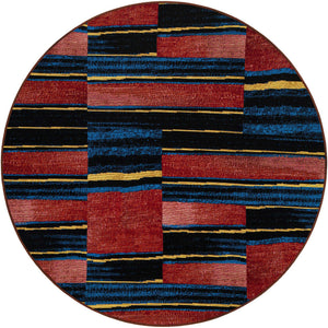 Multicolor 5' 1 x 5' 1 Outdoor Modern Round Area Rug Weather Resistant for Patio, Deck, Terrace, Balcony, Porch 100% Polypropylene Modern Outside Carpet for Sale at Rug Engine