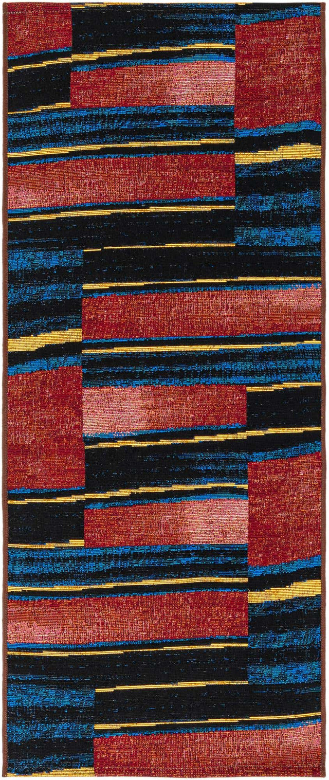 Multicolor 2' x 5' 1 Outdoor Modern Runner Area Rug Weather Resistant for Patio, Deck, Terrace, Balcony, Porch 100% Polypropylene Modern Outside Carpet for Sale at Rug Engine