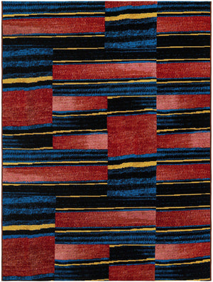 Multicolor 5' 1 x 7' 1 Outdoor Modern Rectangle Area Rug Weather Resistant for Patio, Deck, Terrace, Balcony, Porch 100% Polypropylene Modern Outside Carpet for Sale at Rug Engine